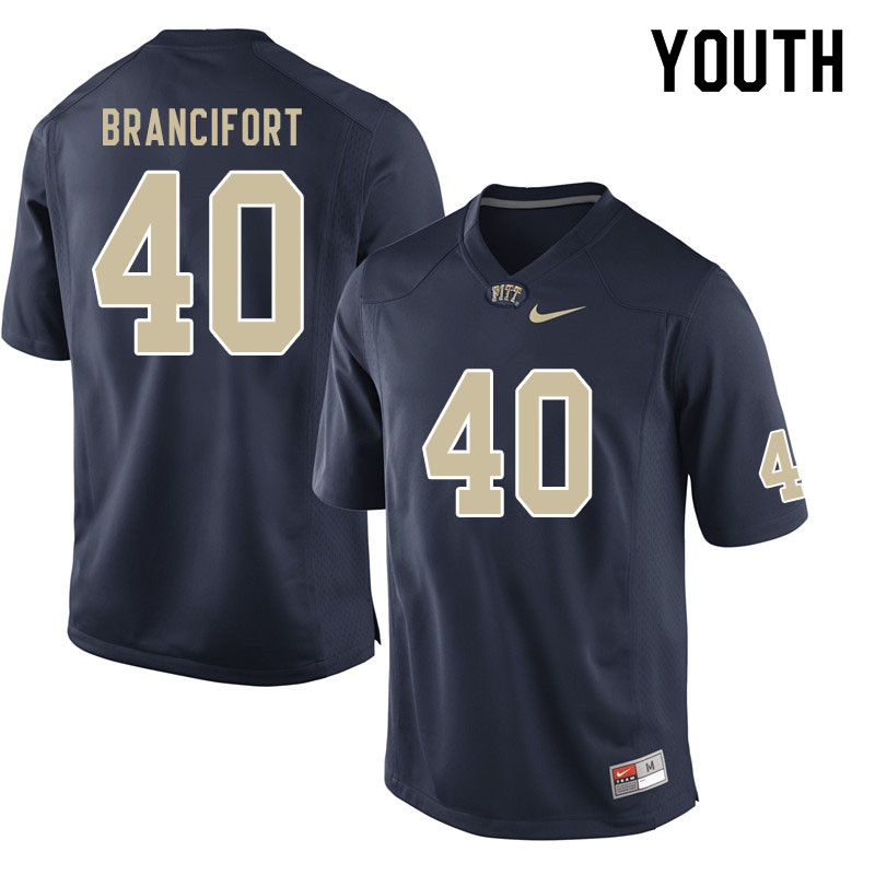 Youth #40 Grey Brancifort Pitt Panthers College Football Jerseys Sale-Navy